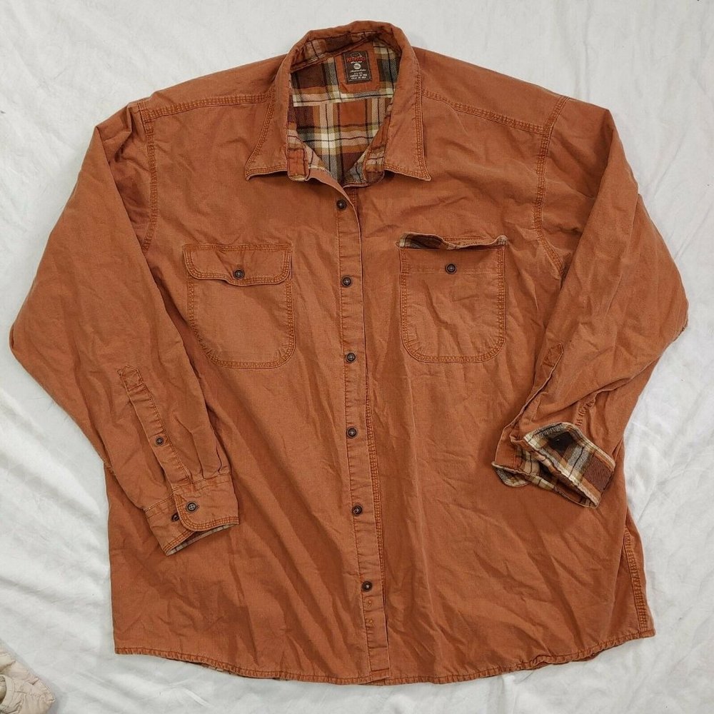 Redhead 3XL shirt jacket Orange button front flannel lined pockets Men’s